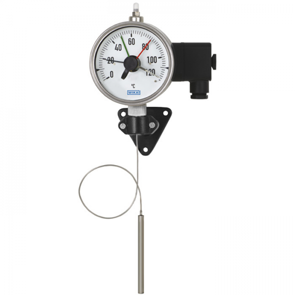 Expansion thermometer with micro switch and capillary Model 70, stainless steel version