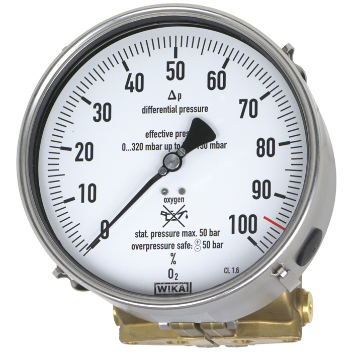 Differential pressure gauge Cryo Gauge, copper alloy or stainless steel, NS 160 Models 712.15.160 and 732.15 Differential pressure gauge Cryo Gauge, copper alloy or stainless steel, NS 160 Models 712.15.160 and 732.15.160