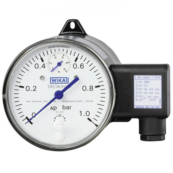 Differential pressure gauge with output signal With integrated working pressure indication (DELTA-trans) Model DPGT40