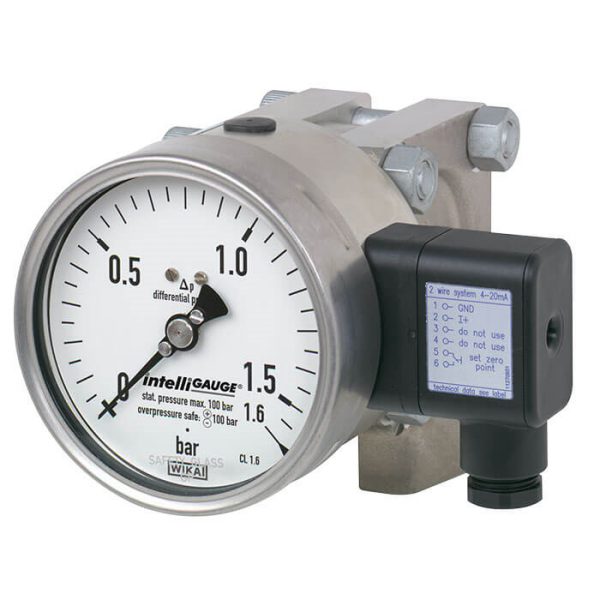 Differential pressure gauge with output signalFor the process industry, high overload safety up to 400 bar Models DPGT43HP.100 and DPGT43HP.160