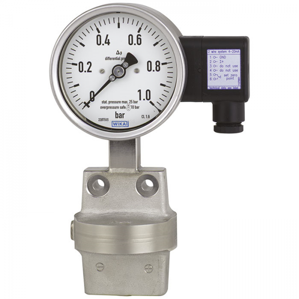 Differential Pressure Gauges with Electrical Output Signal Stainless Steel, Solid-front Case Type DPGT43.100 and DPGT43.160