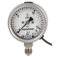 Bourdon tube pressure gauge with electrical output signal Stainless steel, safety version, NS 63 Model PGT23.063